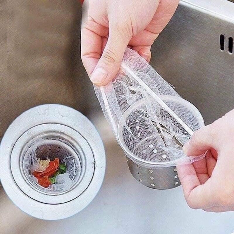 Combo 100 túi lưới lọc rác bồn rửa chén, cống thoát nước siêu tiện lợi