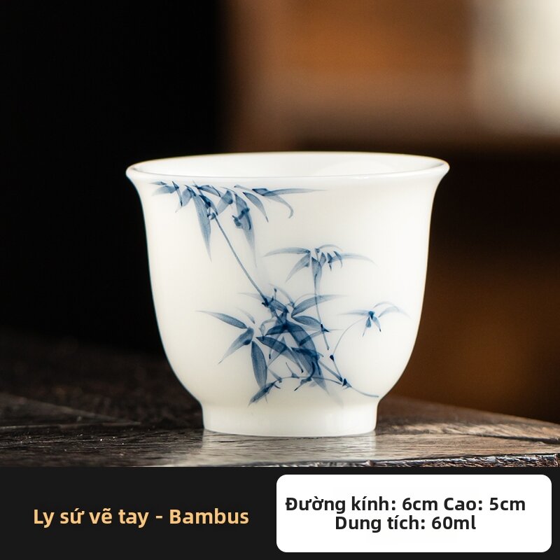 Hand-painted Traditional Chinese White Porcelain Cup - 7