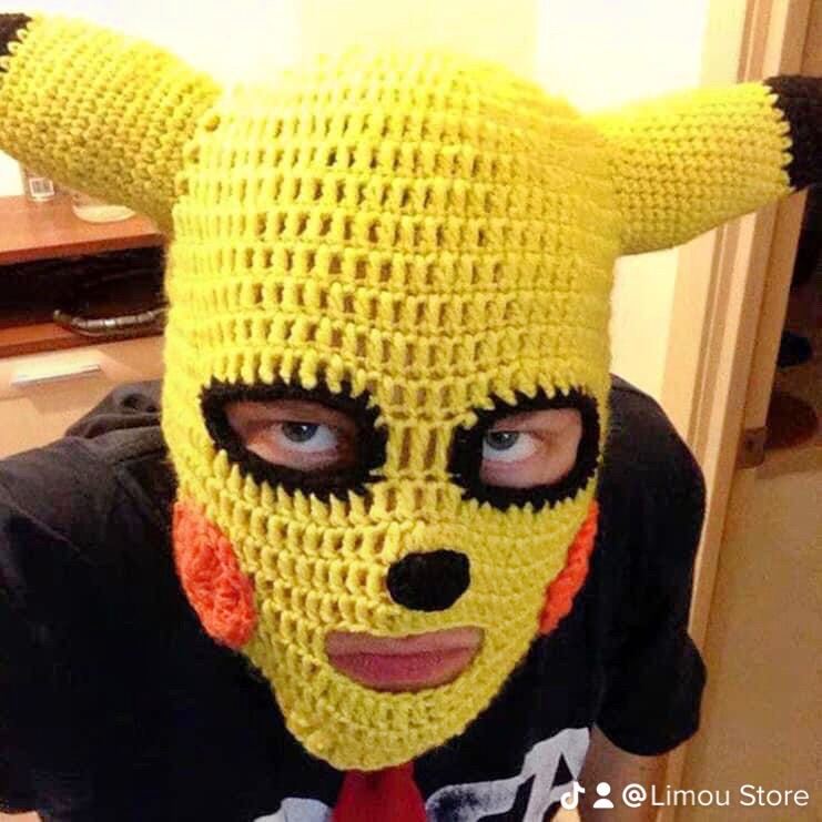 Mũ len chùm đầu pikachu