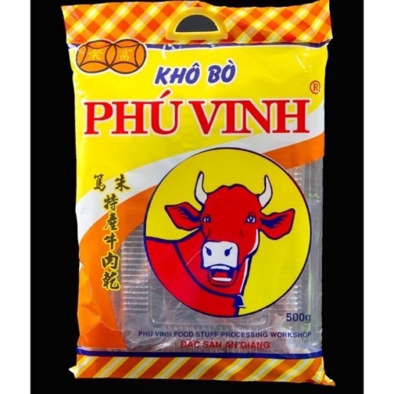 Khô bò Phú Vinh gói 500gr loại dẻo