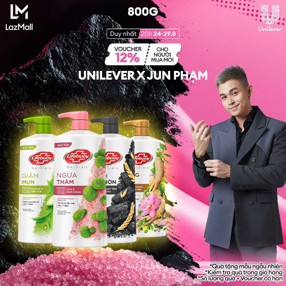 Sữa Tắm Lifebuoy Detox Diệt Khuẩn 800G chiết xuất từ thiên nhiên ngừa mùi cơ thể và sạch sâu khỏi bụi mịn (Chai) (bao bì tùy lô nhập hàng)