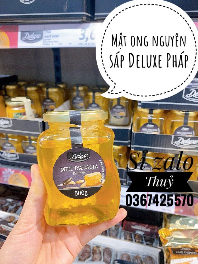 Mật ong Deluxe nguyên sáp của Pháp 500ml