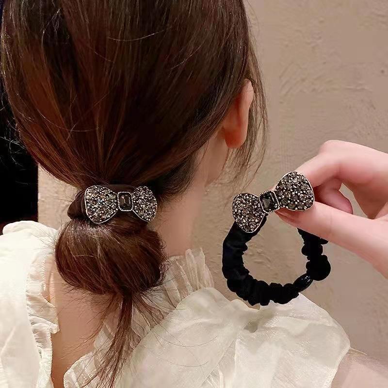Cột tóc thun kèm nơ đính đá siêu xinh PK027