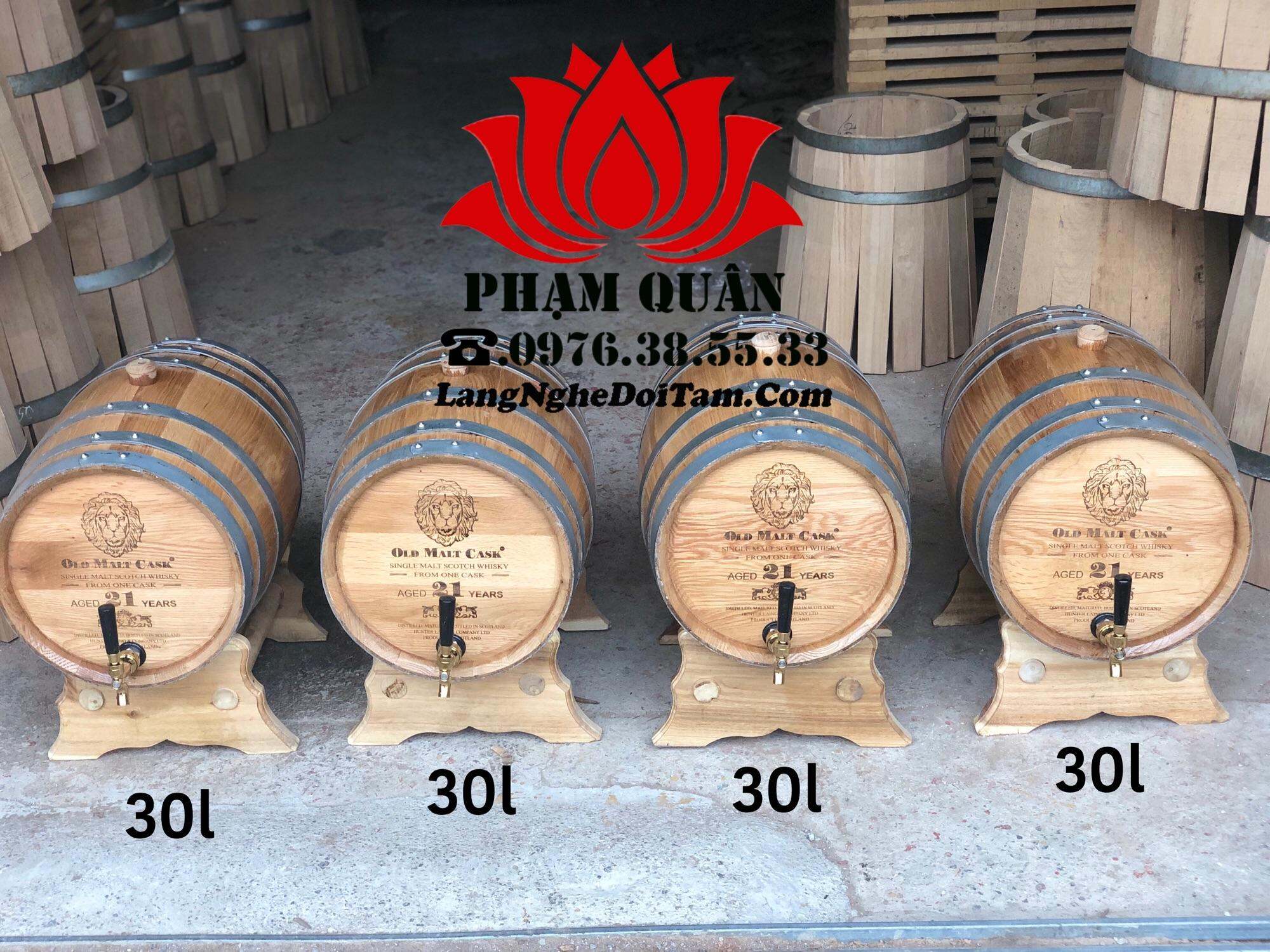 Thùng Ngâm Rượu Gỗ Sồi 30 Lít, Thùng Gỗ Sồi Ngâm Rượu