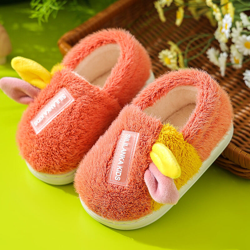 Dép bông trẻ em dép lông em bé em bé trong nhà giữ ấm trong nhà chống trượt đáng yêu hoạt hình thu đông trẻ em nam nữ