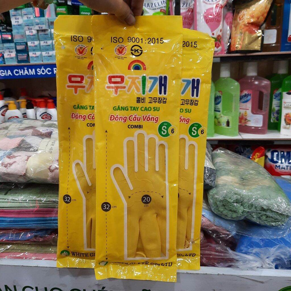 Đôi găng tay cao sự nếp nhăn, Đông Cầu Vồng combi size S dài 32cm
