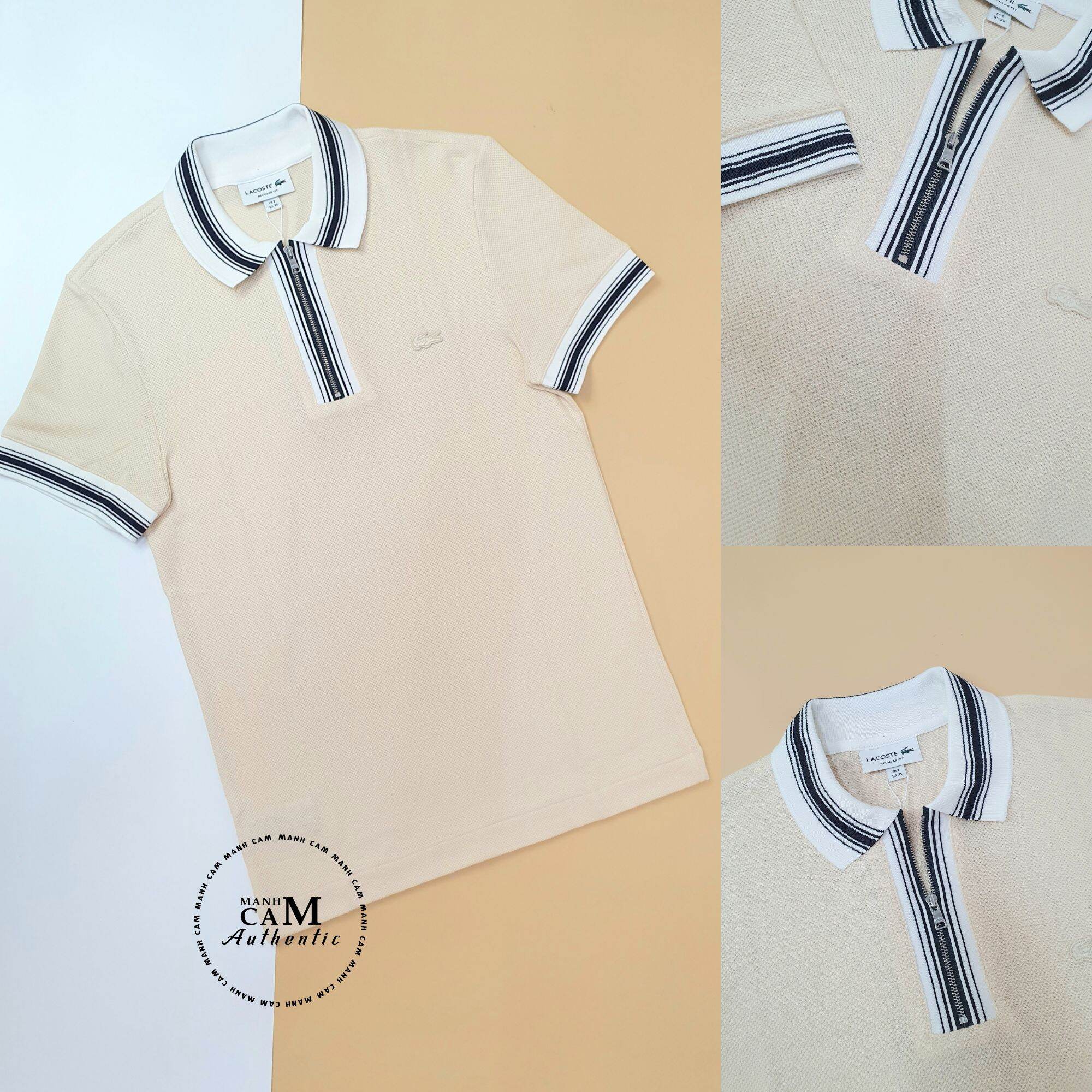 Polo lacoste zip coton