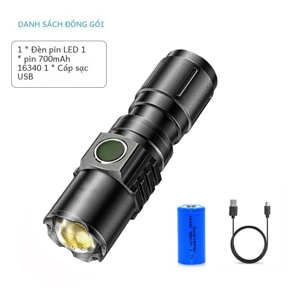 Mạnh mẽ Led đèn pin USB sạc Zoom Torch 2000m dài chiếu sáng khoảng cách Spotlight 4 chế độ không thấm nước ngoài trời đèn lồng