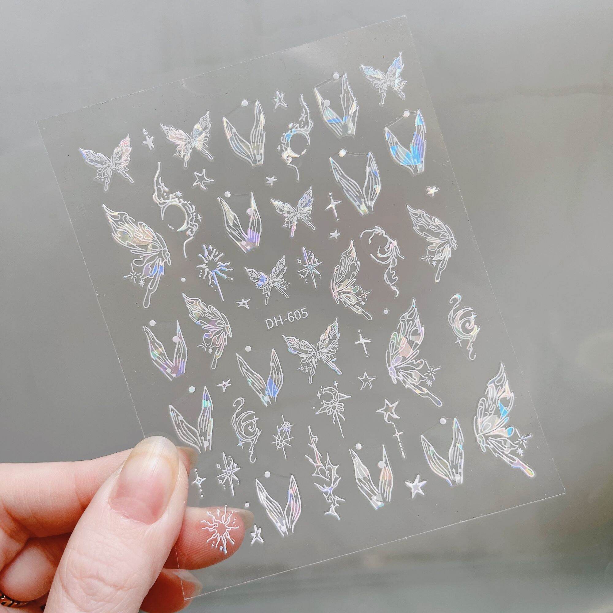Sticker dán móng trang trí nail mẫu bướm nơ hoa