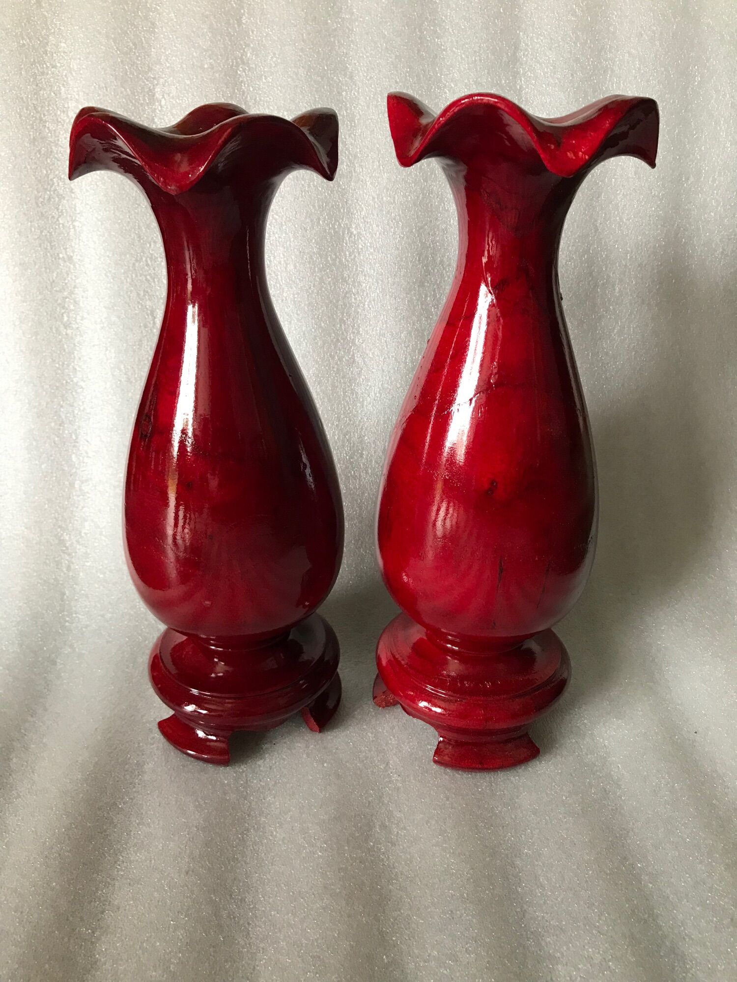 Một đôi bình hoa gỗ đẹp kt’9cm *30cm