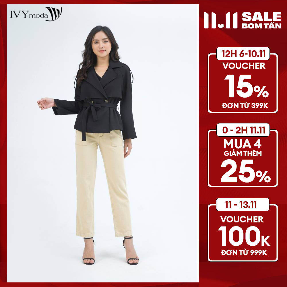Áo khoác nữ tay giáp lăng (hết đai kèm) IVY moda MS 70M5034