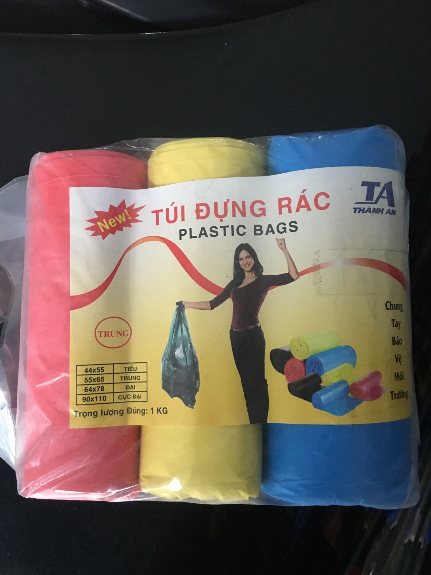 [HCM]Bao đựng rác tiểutrungđại 1kg gồm 3 cuộn
