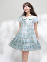 KEIKO | Đầm A-Line Họa Tiết Caro Xanh Elegance Mới