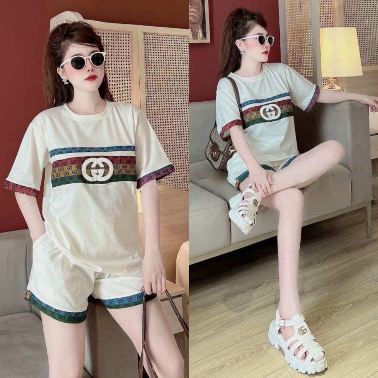 BỘ SHORT COTTON THÊU GU.CCI CAO CẤP