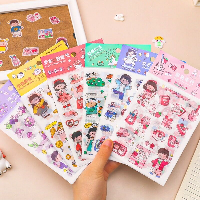Set 4 Tấm Sticker Dễ Thương Dùng Trang Trí Sổ