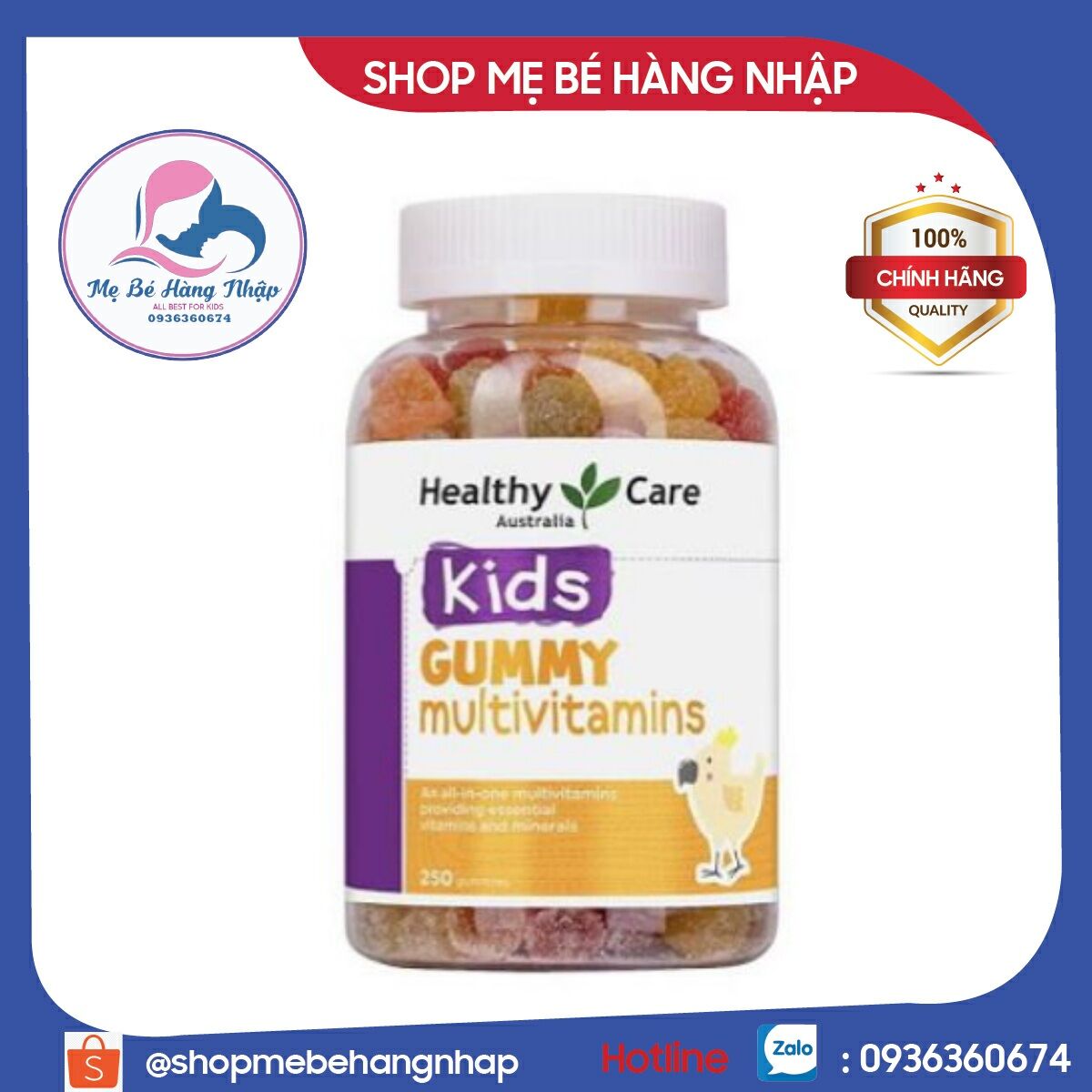 Kẹo dẻo Gummy Multi - Vitamin 250 viên Healthy Care Úc
