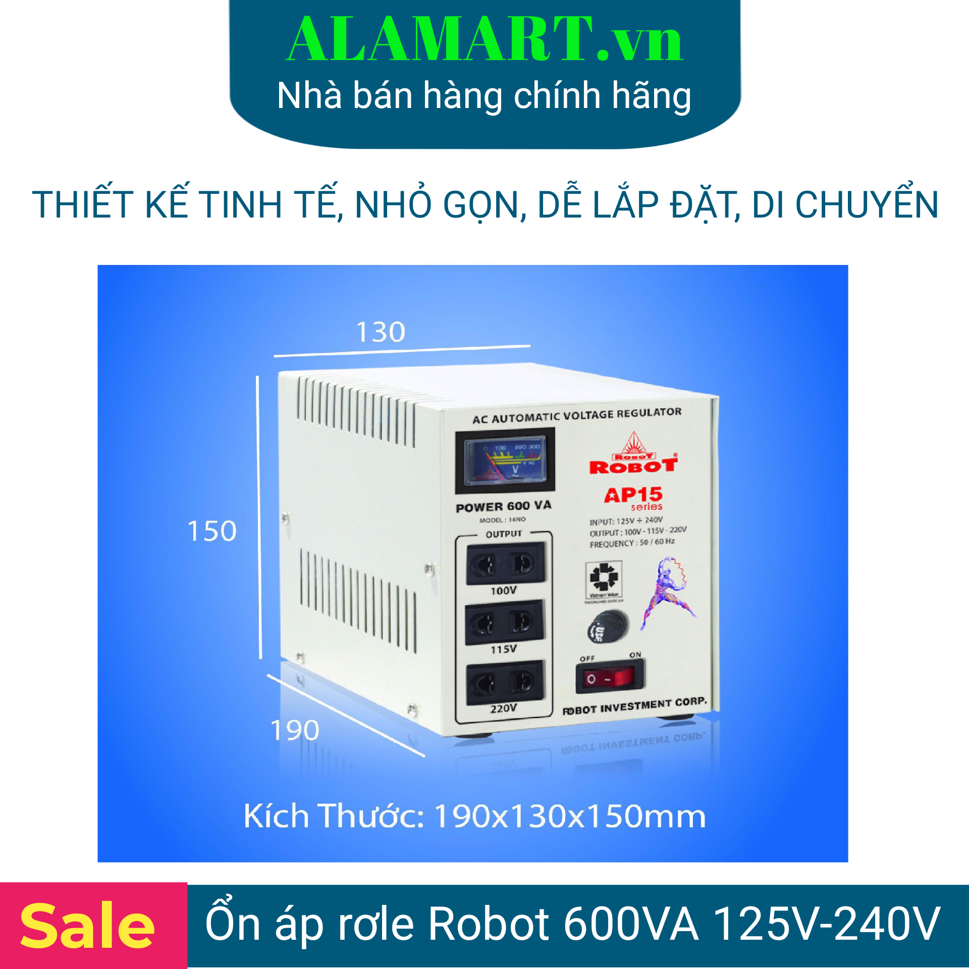 ỔN ÁP RỜ LE 600VA (125V - 240V)