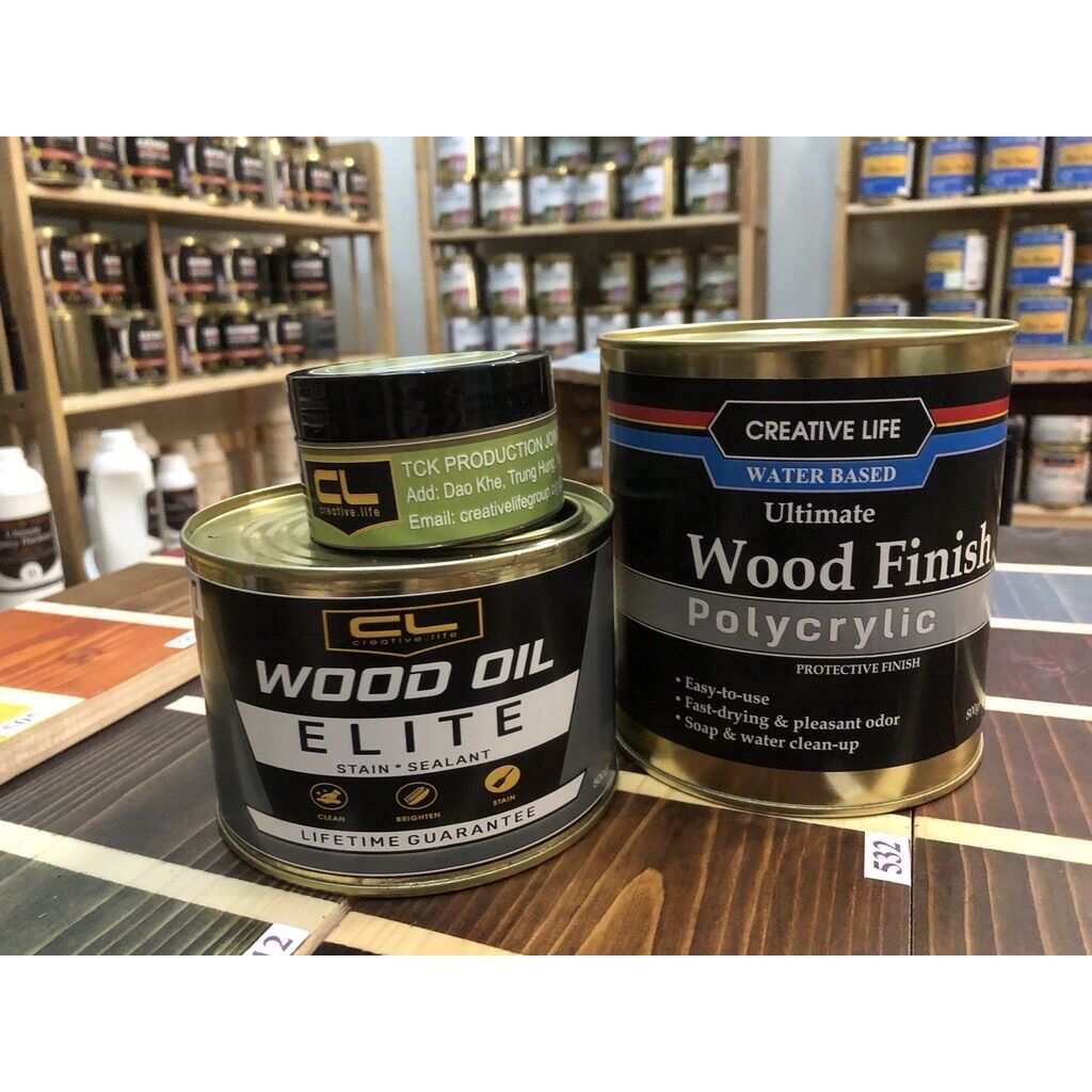 Trọn bộ dầu lau gỗ Wood Oil ( 800g ) Creative Life Vietnam mã 9xx
