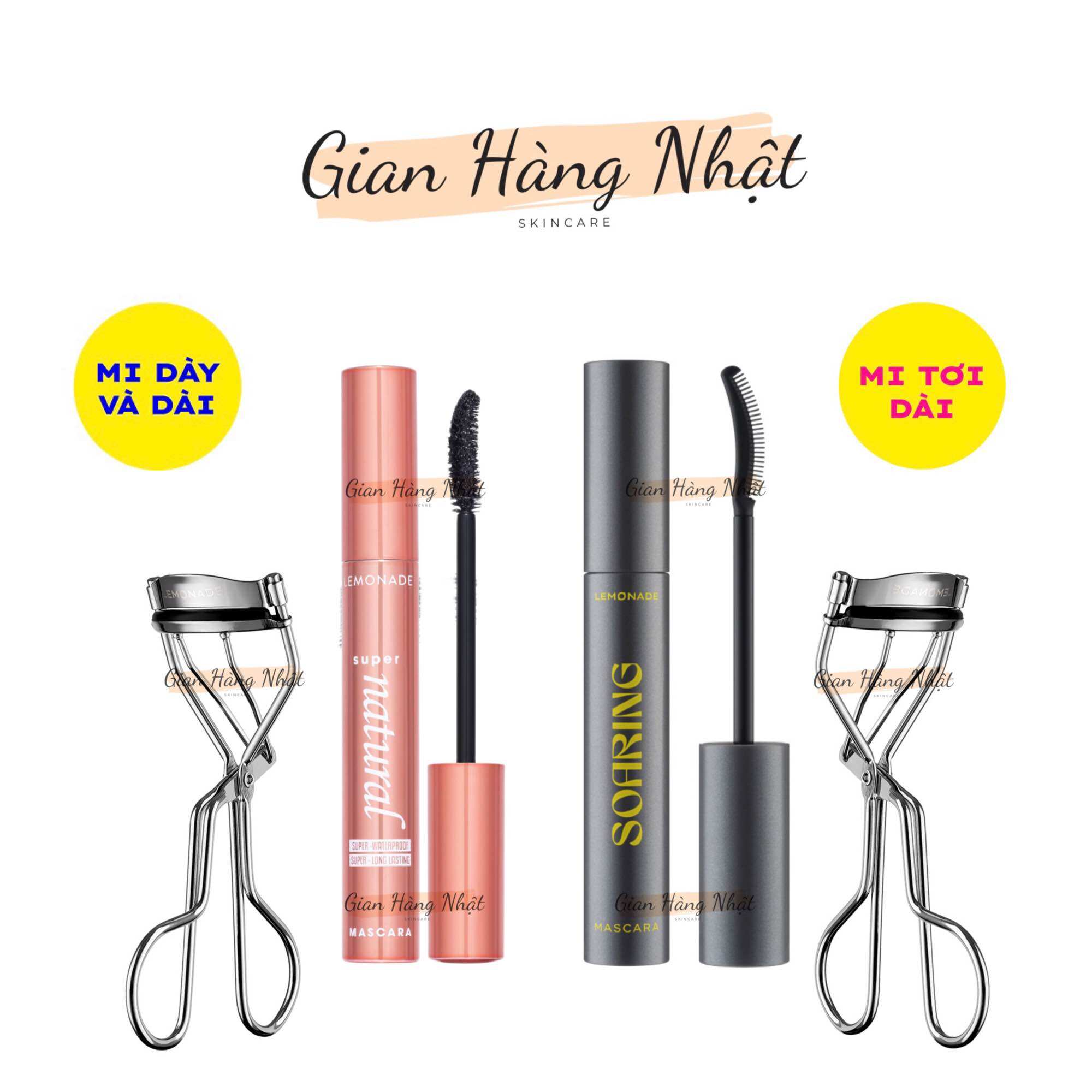 Combo Chuốt Mi Mascara & Kẹp Mi Cong Lâu Lemonade Curler