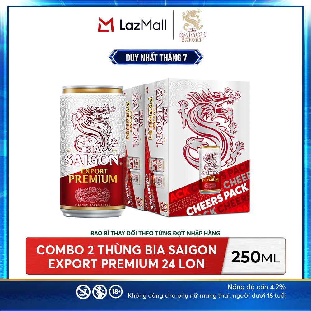 Combo 2 Nồng Độ Cồn 4.2% - Bia Saigon Export Premium 250ml x 24 lon