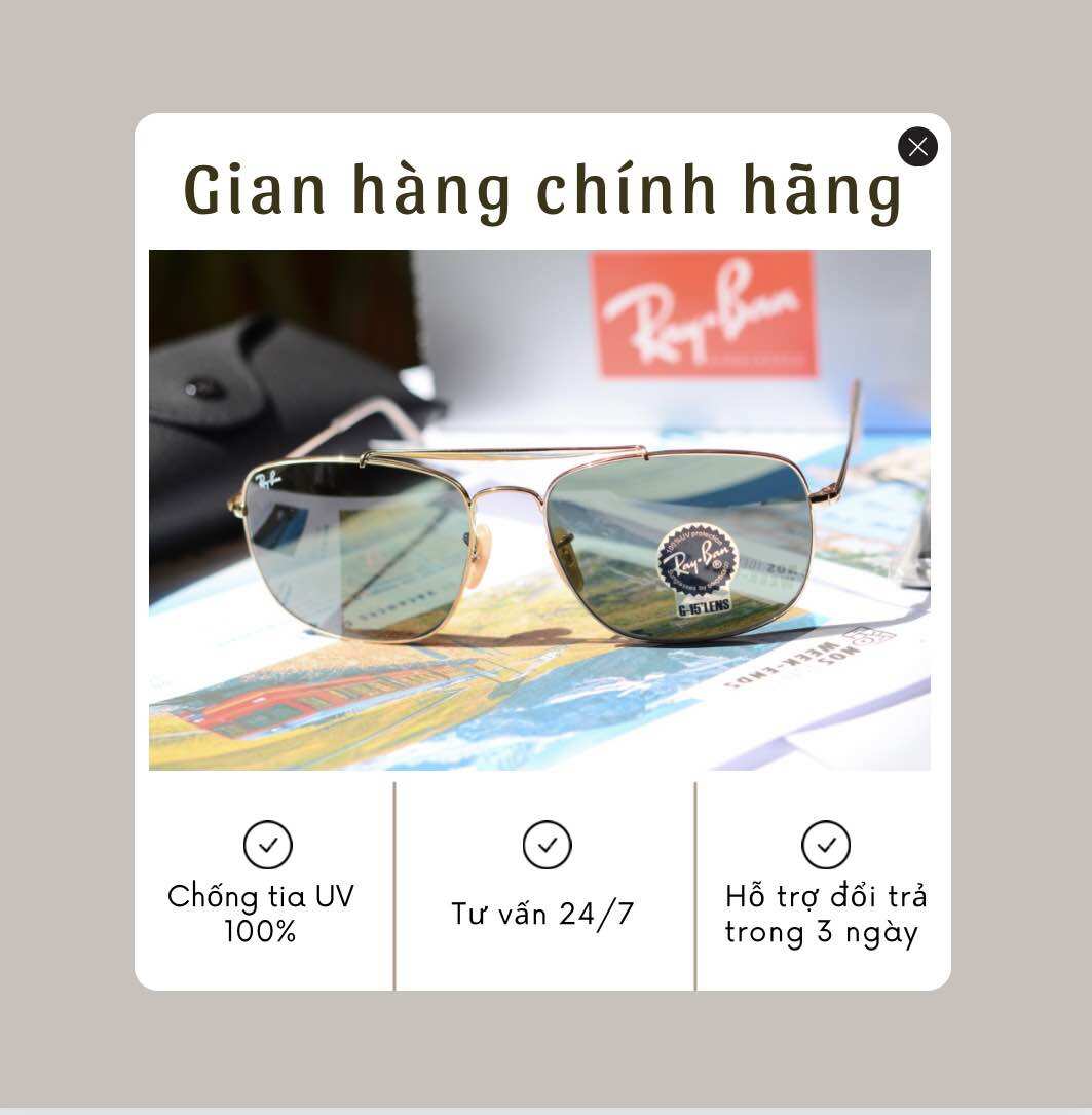 Cam kết chính hãng kính unisex rayban rb3560 001