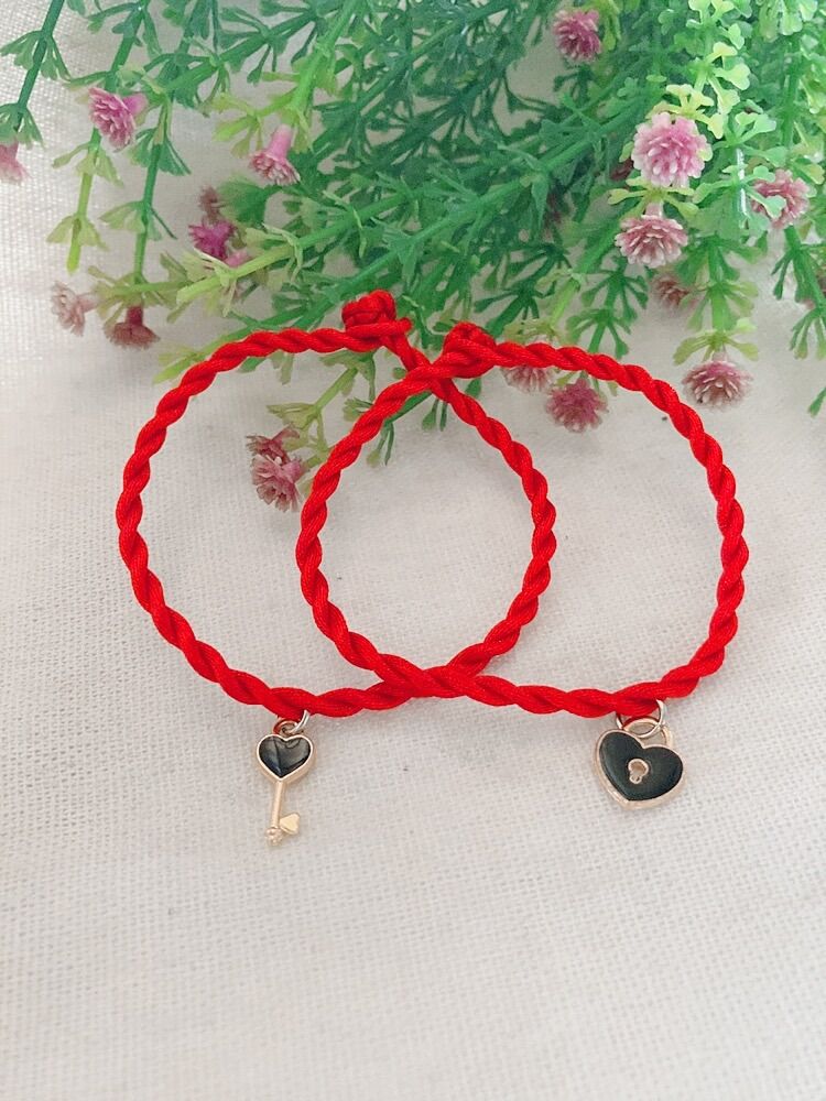 Vòng tay cặp dây may mắn ổ chìa khoá, set 2 vòng tay ổ chìa khoá , vòng tay đôi nam nữ