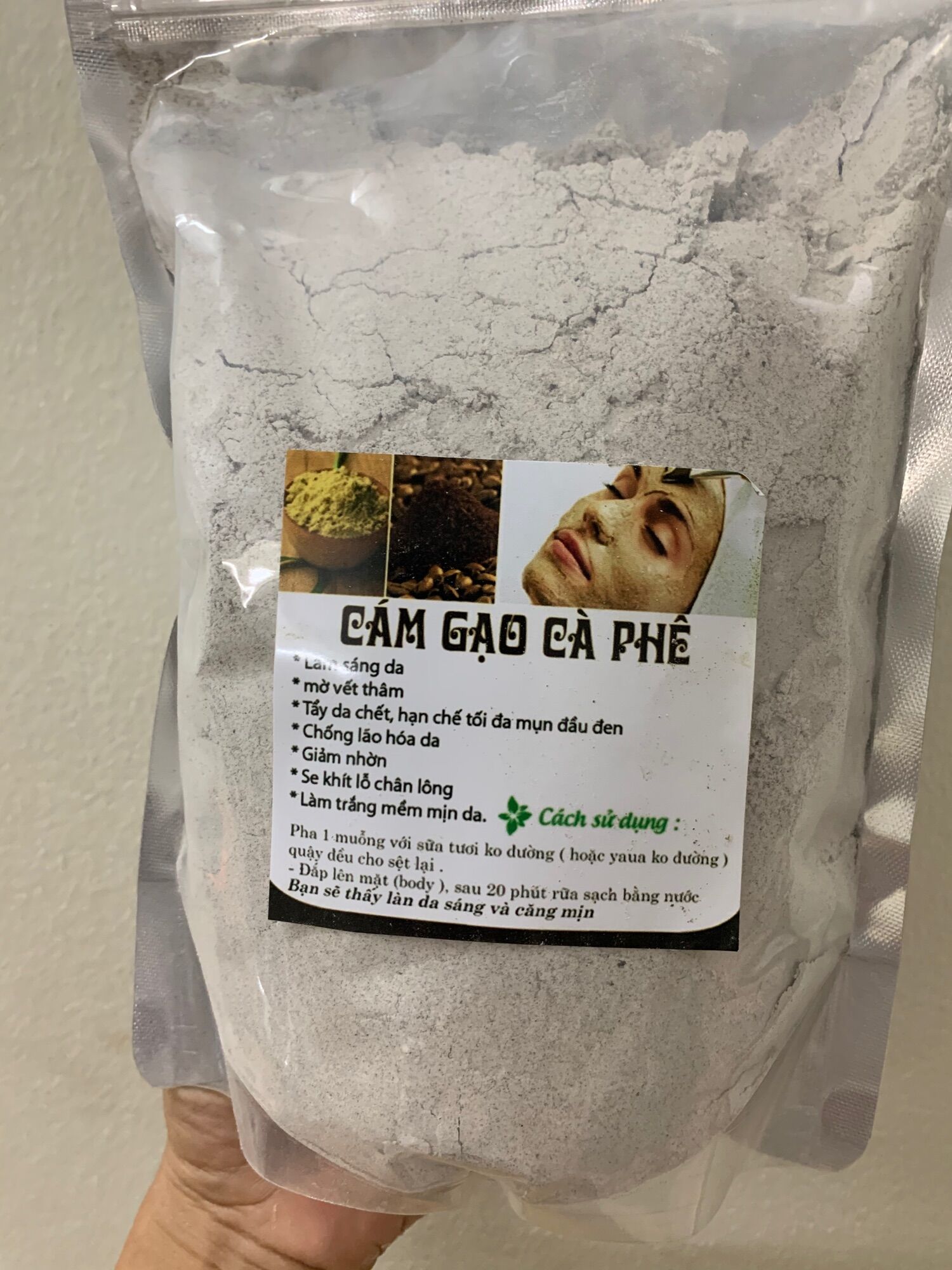 Cám gạo cà phê tẩy da chết gói 1kg