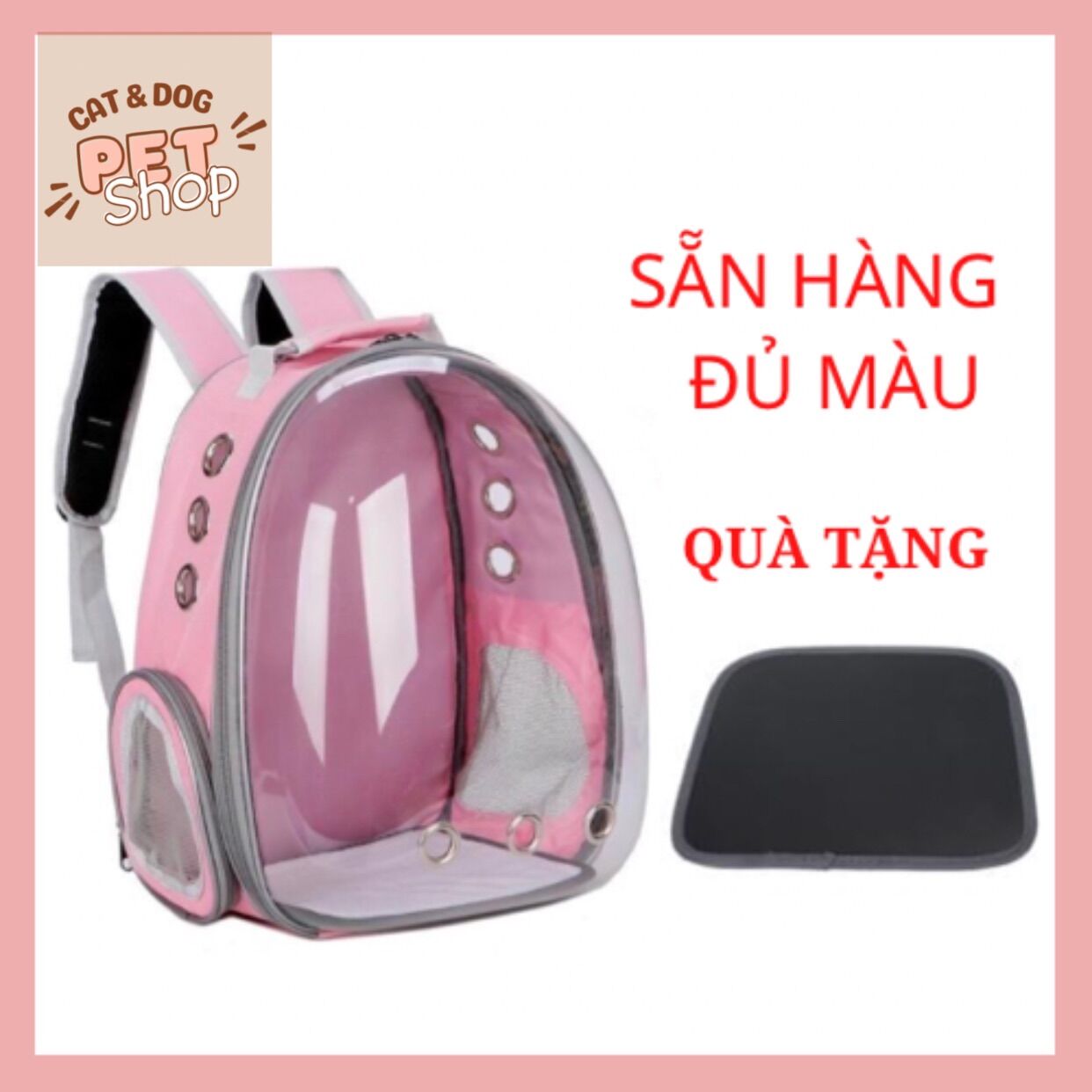 Balo phi hành gia chó mèo tặng thảm lót, Balo chó mèo trong suốt