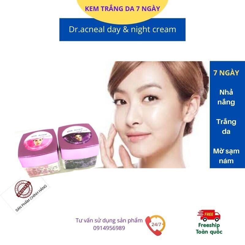 Cặp Kem Trắng Da 7 Ngày Dr Acneal 20G Dưỡng Trắng Cấp Tốc Nhả Nắng Mờ Thâm Nám