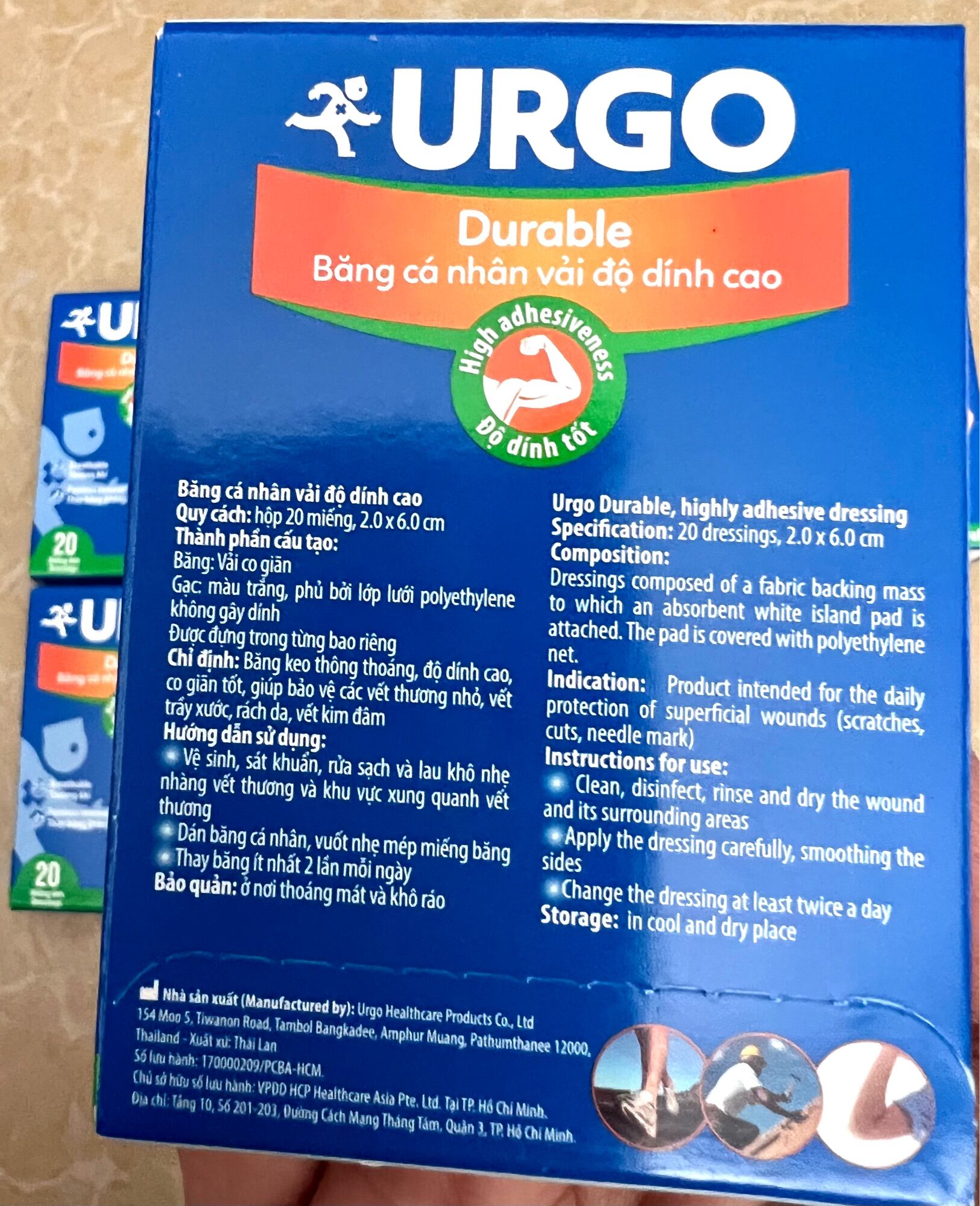 BĂNG CÁ NHÂN URGO DURABLE ĐỘ DÍNH CAO HỘP 20m