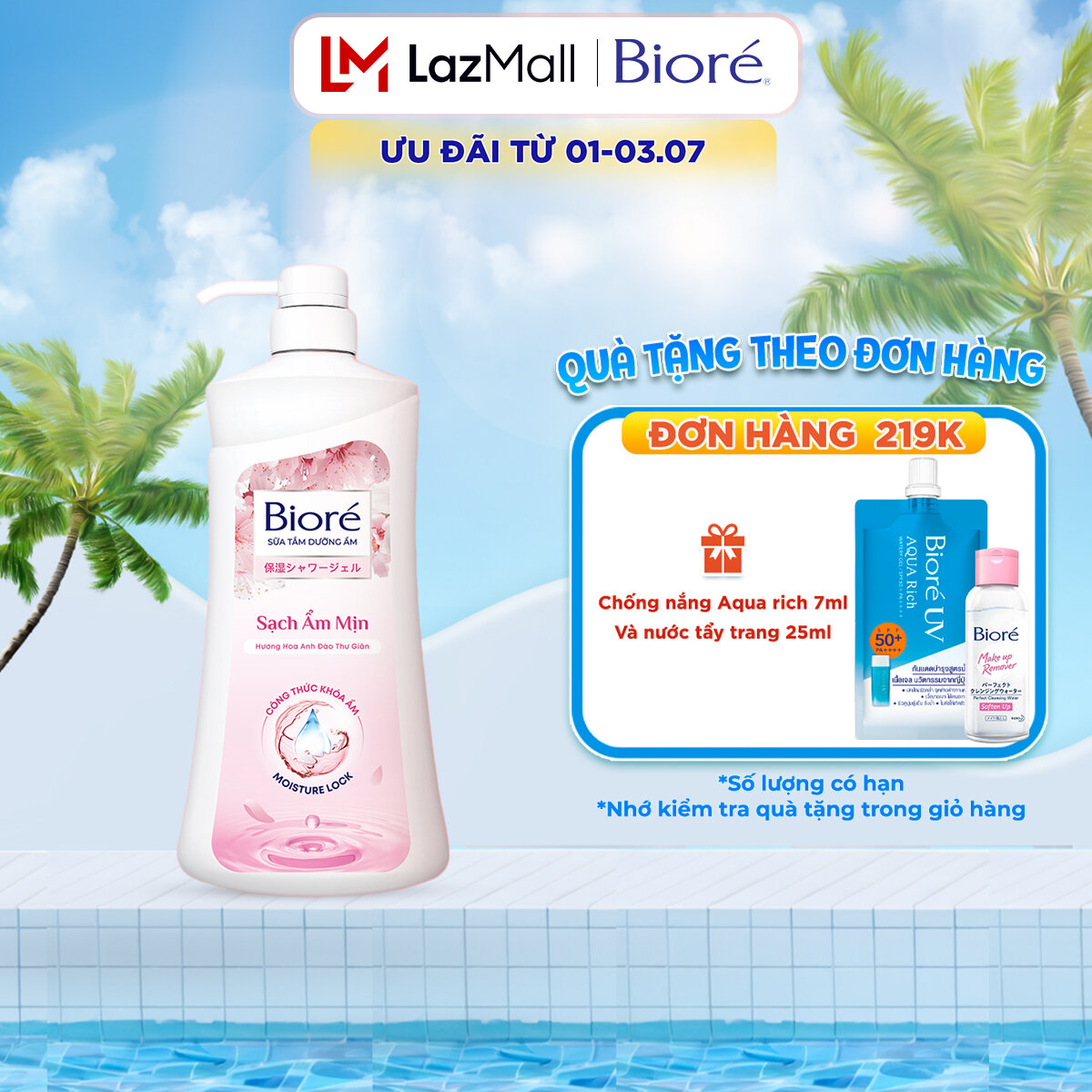 Sữa tắm bioré dưỡng ẩm đủ hương 530g