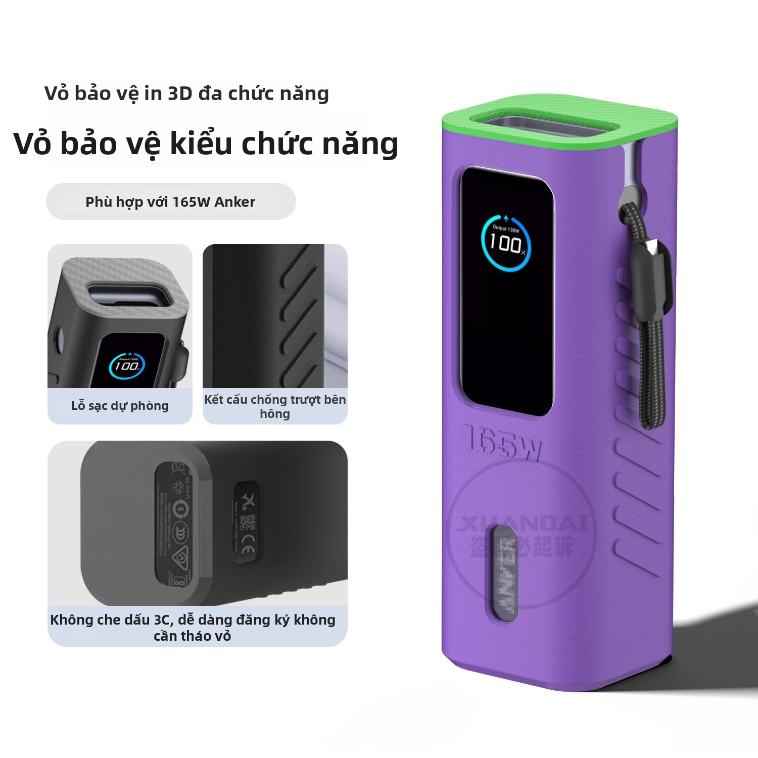 Ốp Lưng Bảo Vệ Cầm Tay in 3D Cho Anker Power Bank A1695 165W 25000mAh Ốp Lưng Đựng Năng Lượng Di Độn