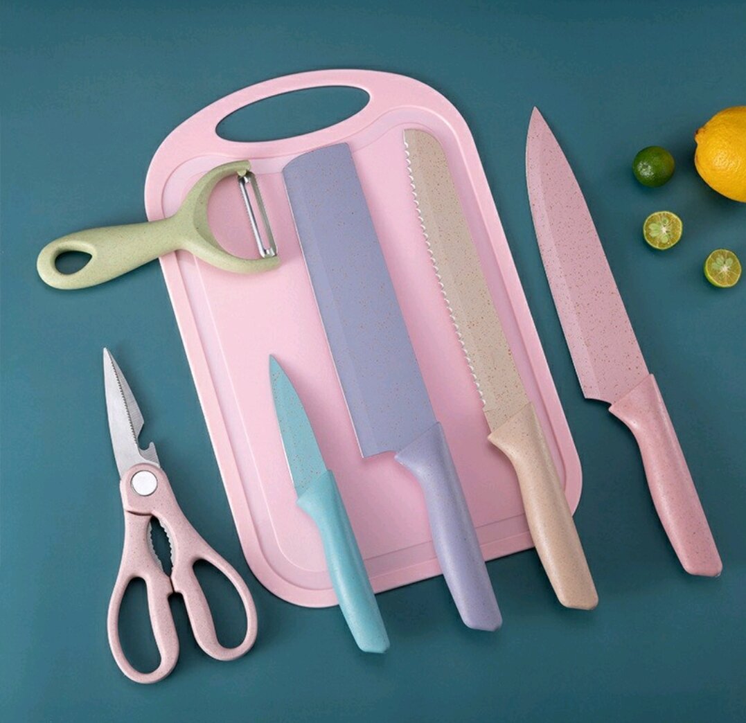 Bộ Dao Lúa Mạch Kháng Khuẩn 5 Món Hộp Đựng Cao Cấp, Set Dao 5 Chi Tiết Lúa Mạch Đồ Dùng Dụng Cụ Nhà Bếp