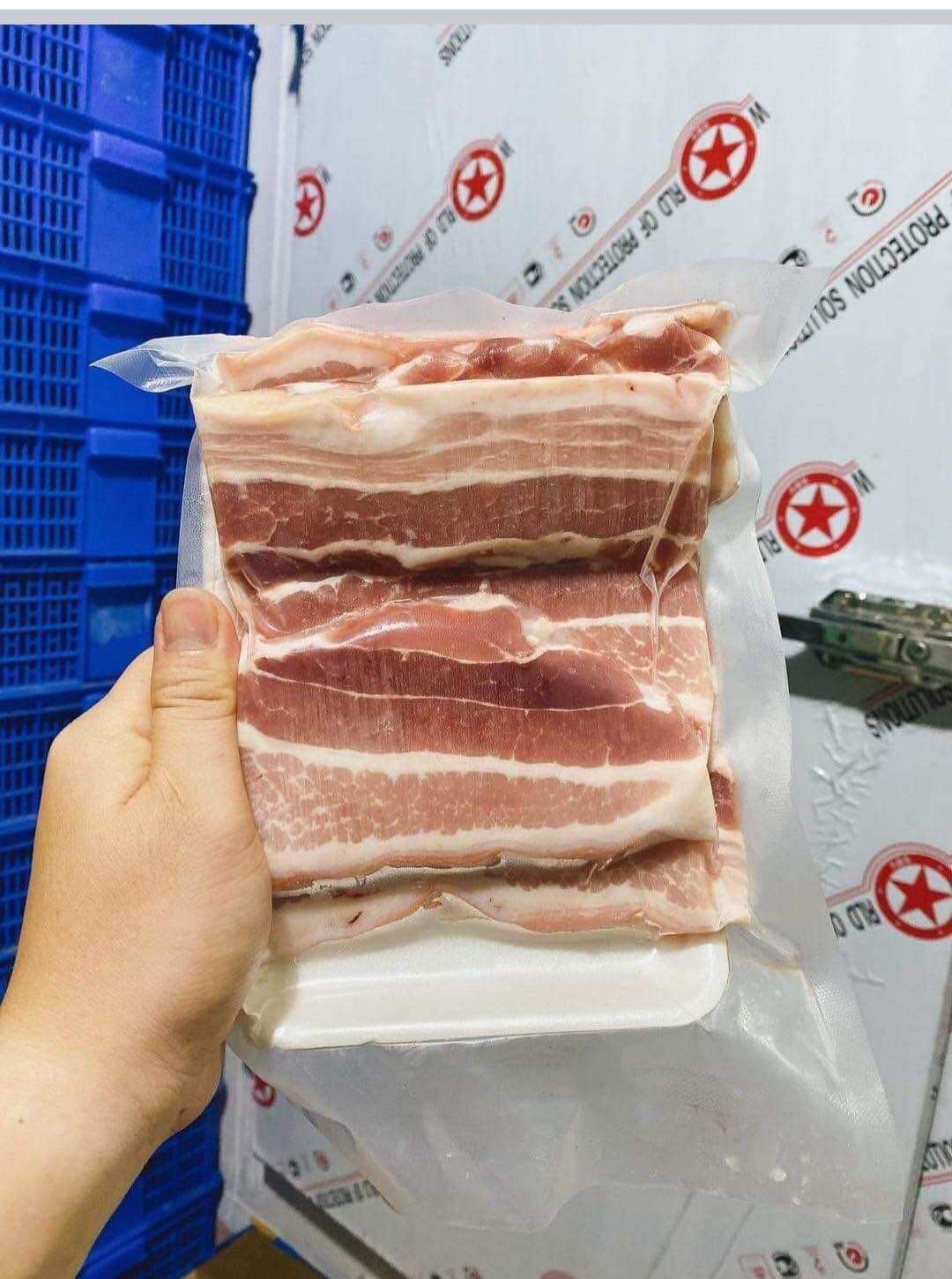 Khay 0,5kg Ba rọi heo cắt lát
