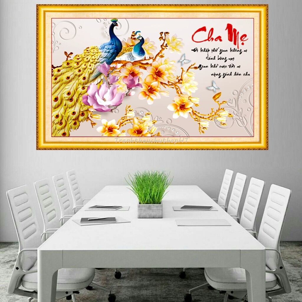Tranh đính đá cha mẹ lv171:83*55cm - tự đính