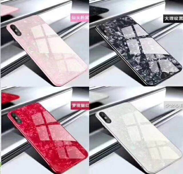 Ốp lưng iPhone X mặt kính Ngọc Trai viền dẻo silicone
