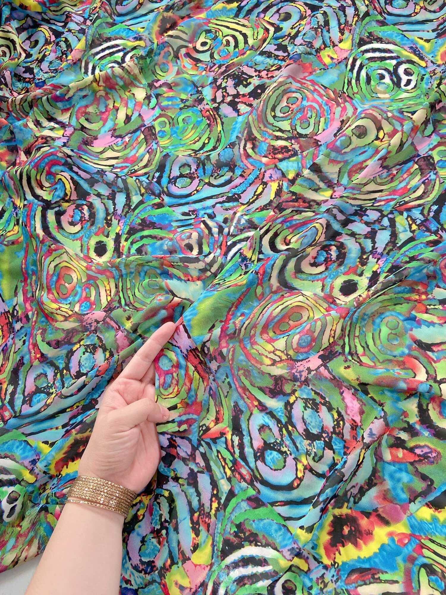 Soft, Flowy Floral Chiffon Fabric for Making Dresses, Skirts, and Shirts [Color Palette 2]