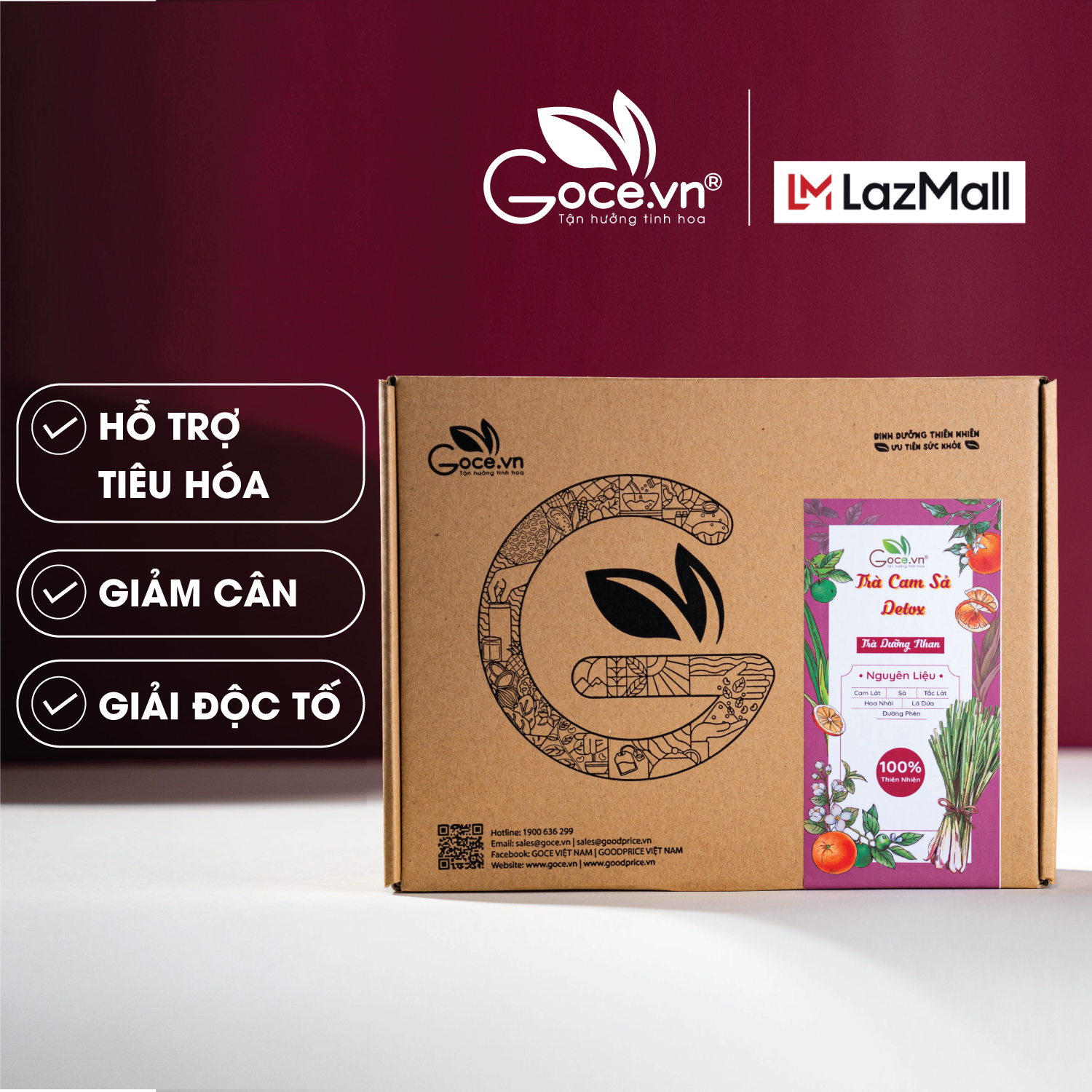 Trà cam sả Detox Goce - Trà thảo mộc, Trà dưỡng nhan - 220g