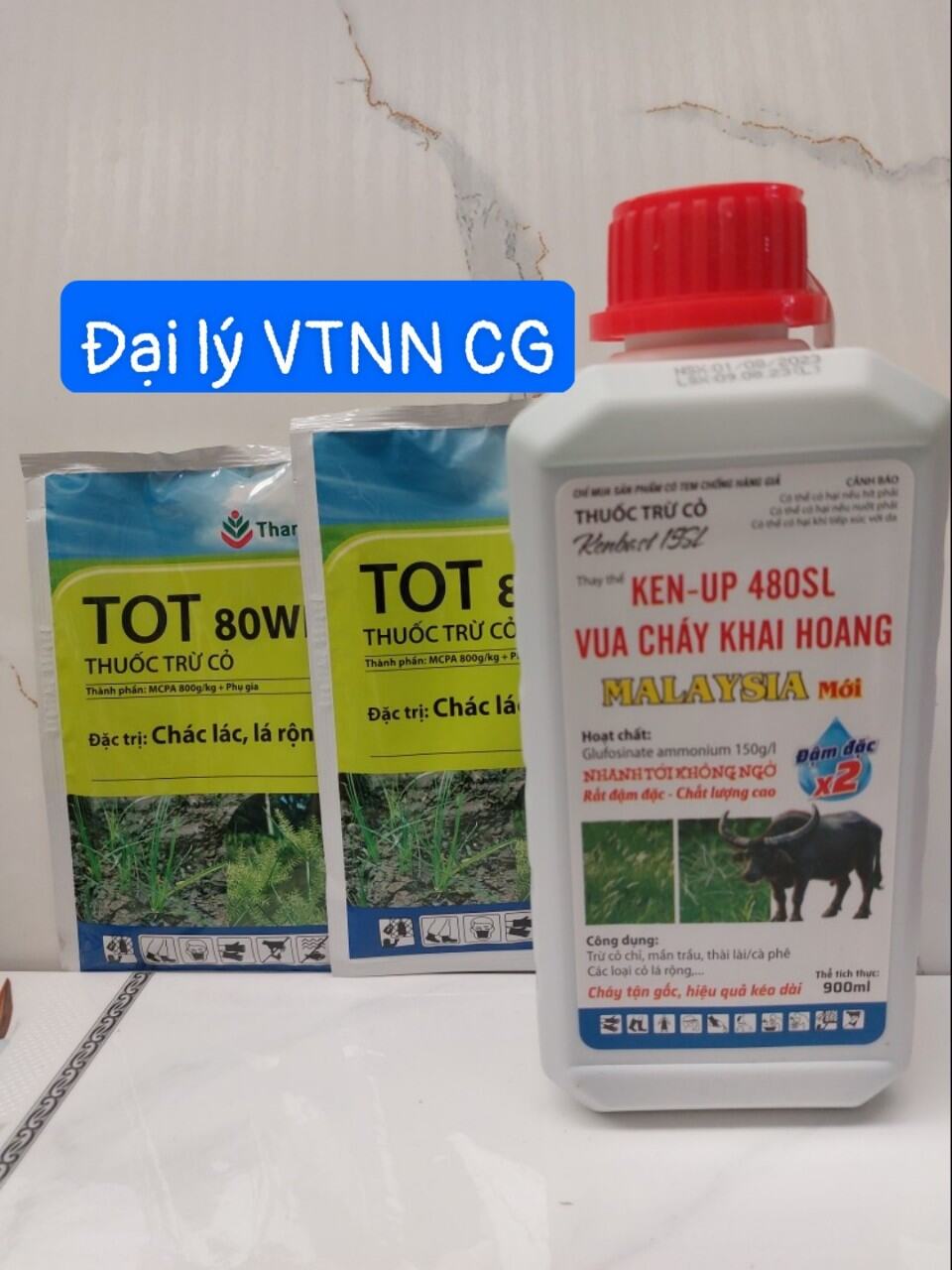 Thuốc trừ cỏ CHÁY Malaysia 150sl chai 900ml+ 2 gói TOT 80WP trừ cỏ chác lát, lá rộng ,cỏ dại trừ tận gốc