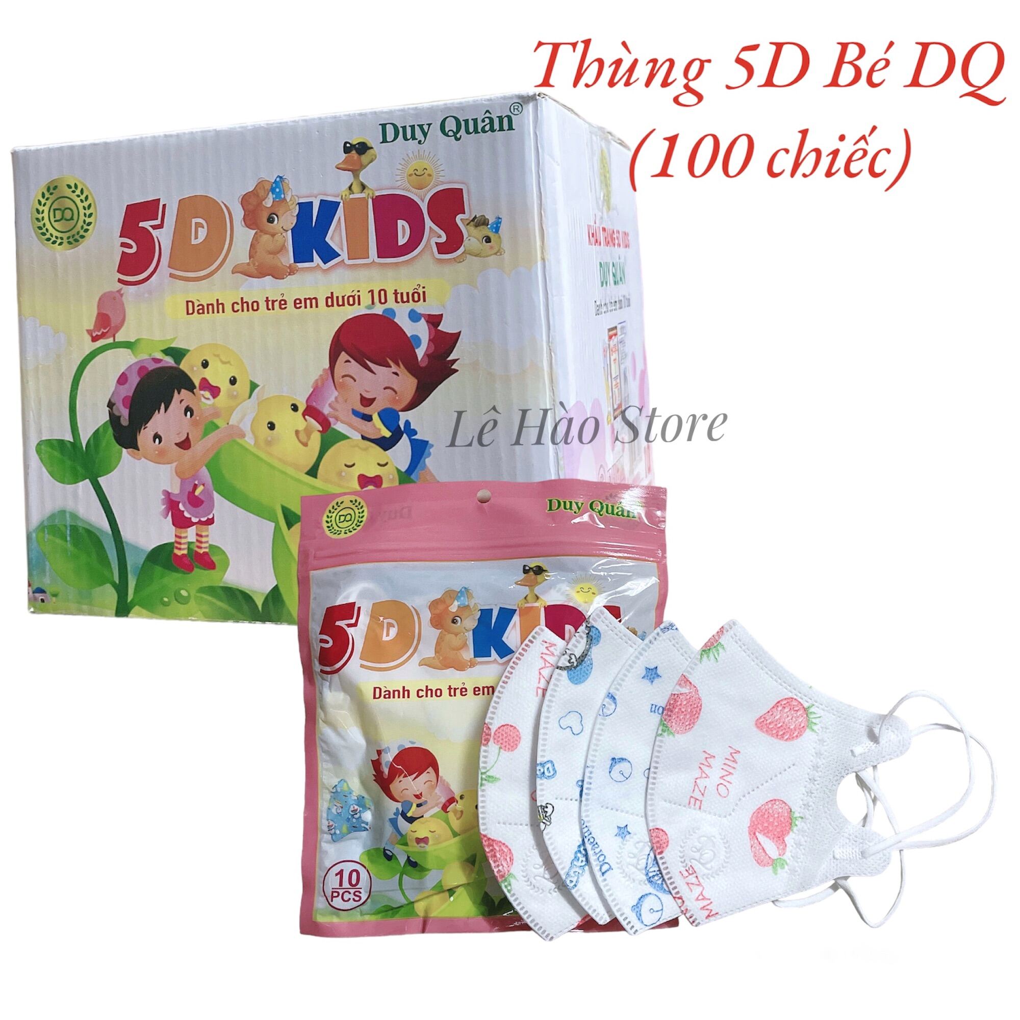 Thùng 100 chiếc Khẩu Trang 5D Kids Trẻ Em Mask Duy Quân Công Nghệ Nhật Bản Túi 10C Bền Đẹp (sản phẩm cho bé)