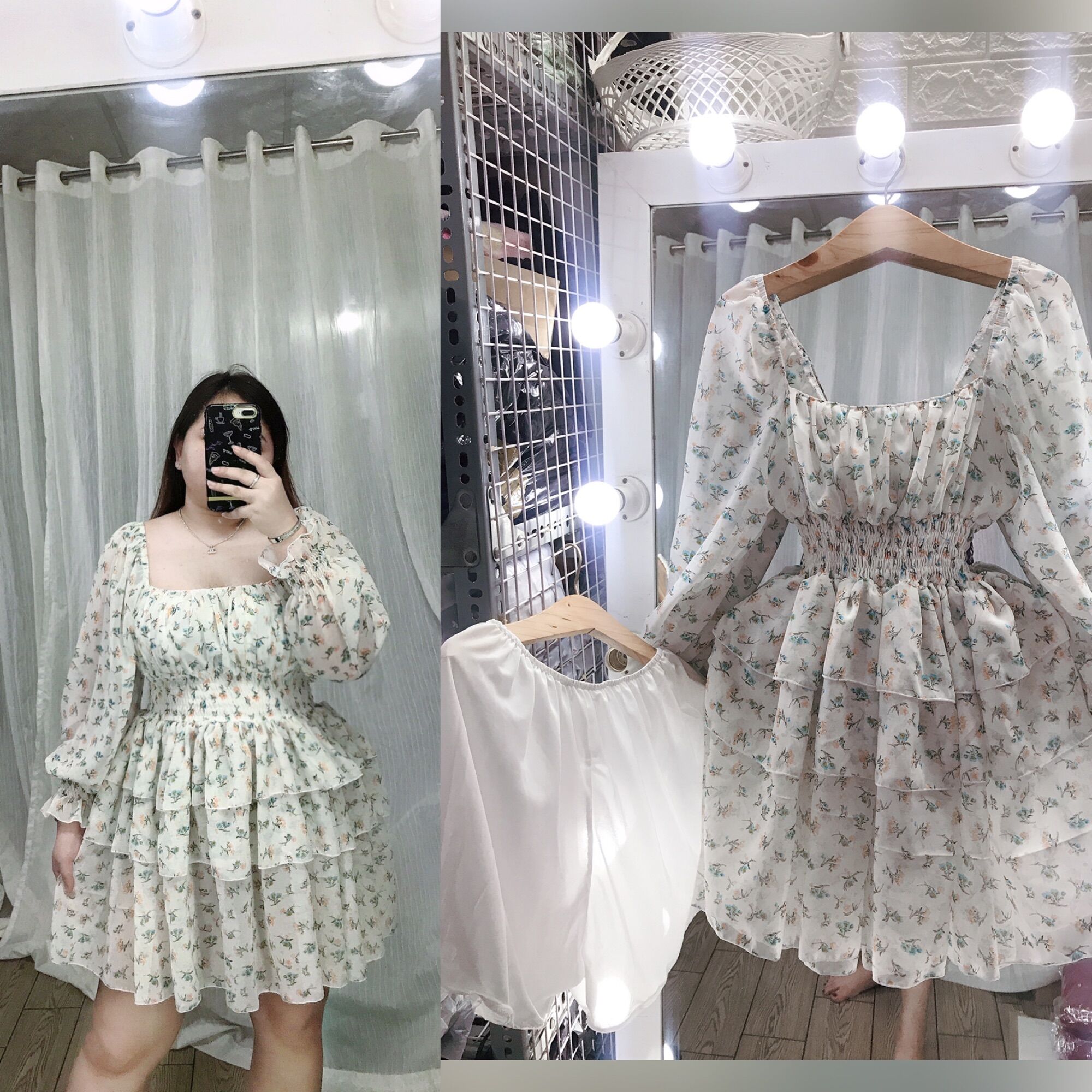 [Bigsize 60-85kg] Đầm nhún ngực 3 tầng (kèm 1 lót quần rời y hình)