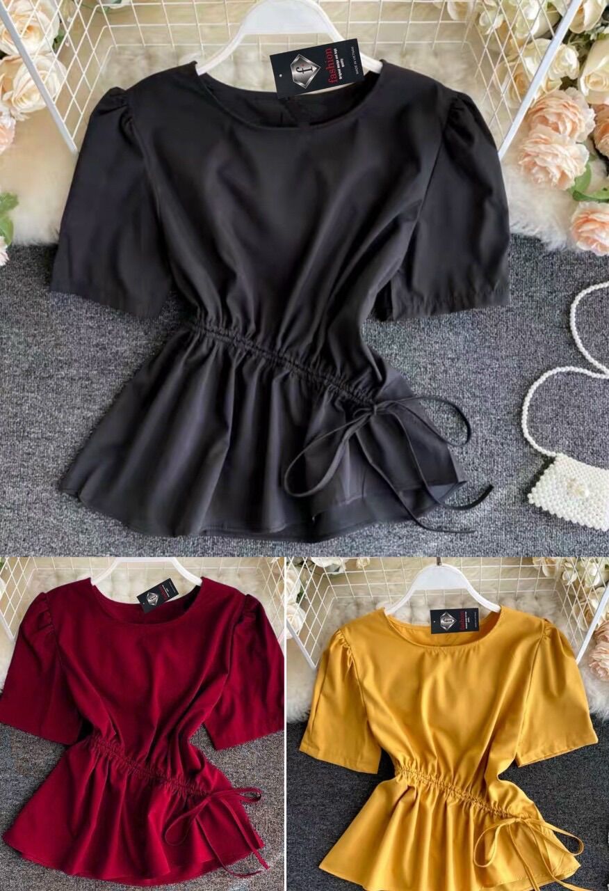 Áo kiểu rút dây dáng peplum thời trang nữ Big size