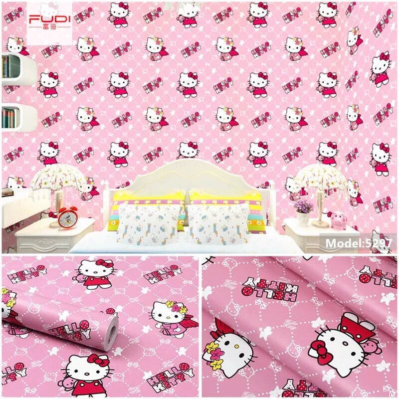Giấy dán tường helo kitty cuộn dài 10m rộng 45cm