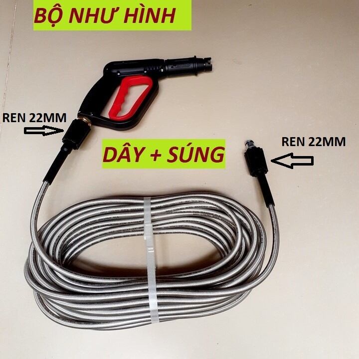 Dây rửa xe 10M, 15M, 20M, 30M,  S.úng xịt cò đỏ ( LOẠI TỐT)