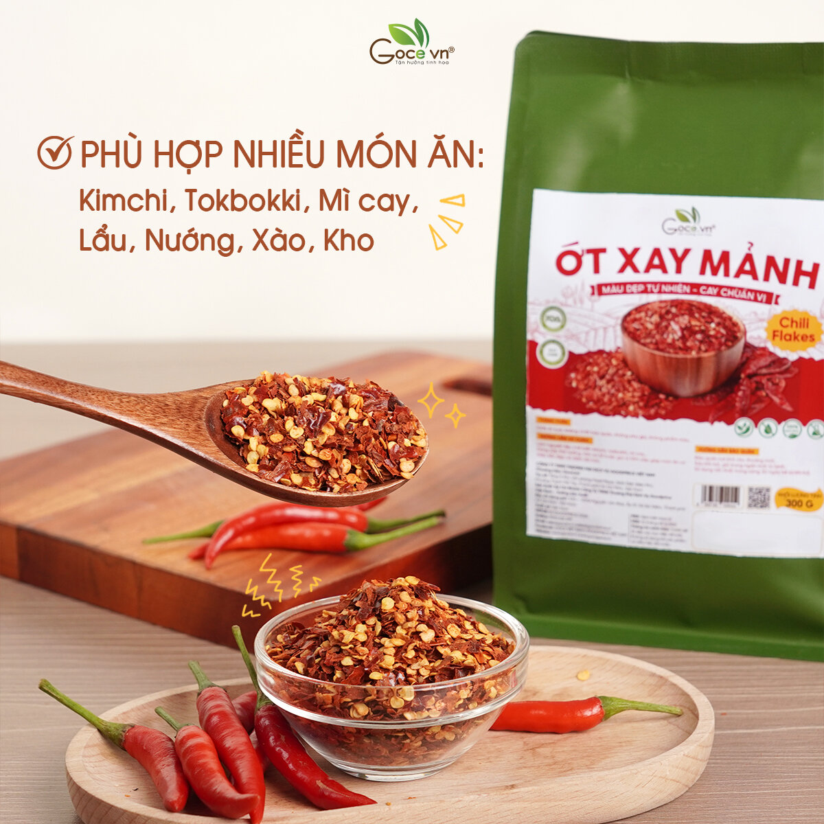 Ớt xay mảnh Goce - Túi 300g