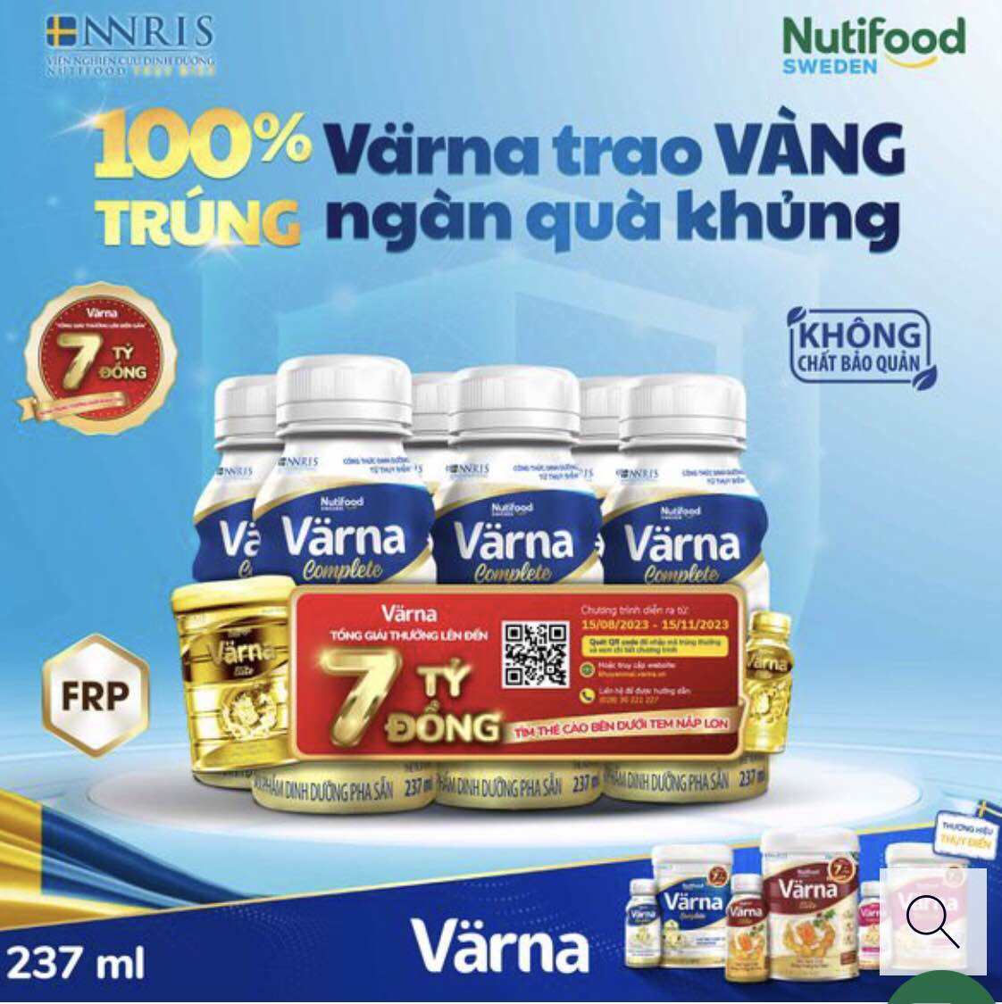 [HSD T3-2025] Lốc 6 Chai Sản Phẩm Dinh Dưỡng Pha Sẵn Värna Complete (12 chai x 237ml) - Varna.