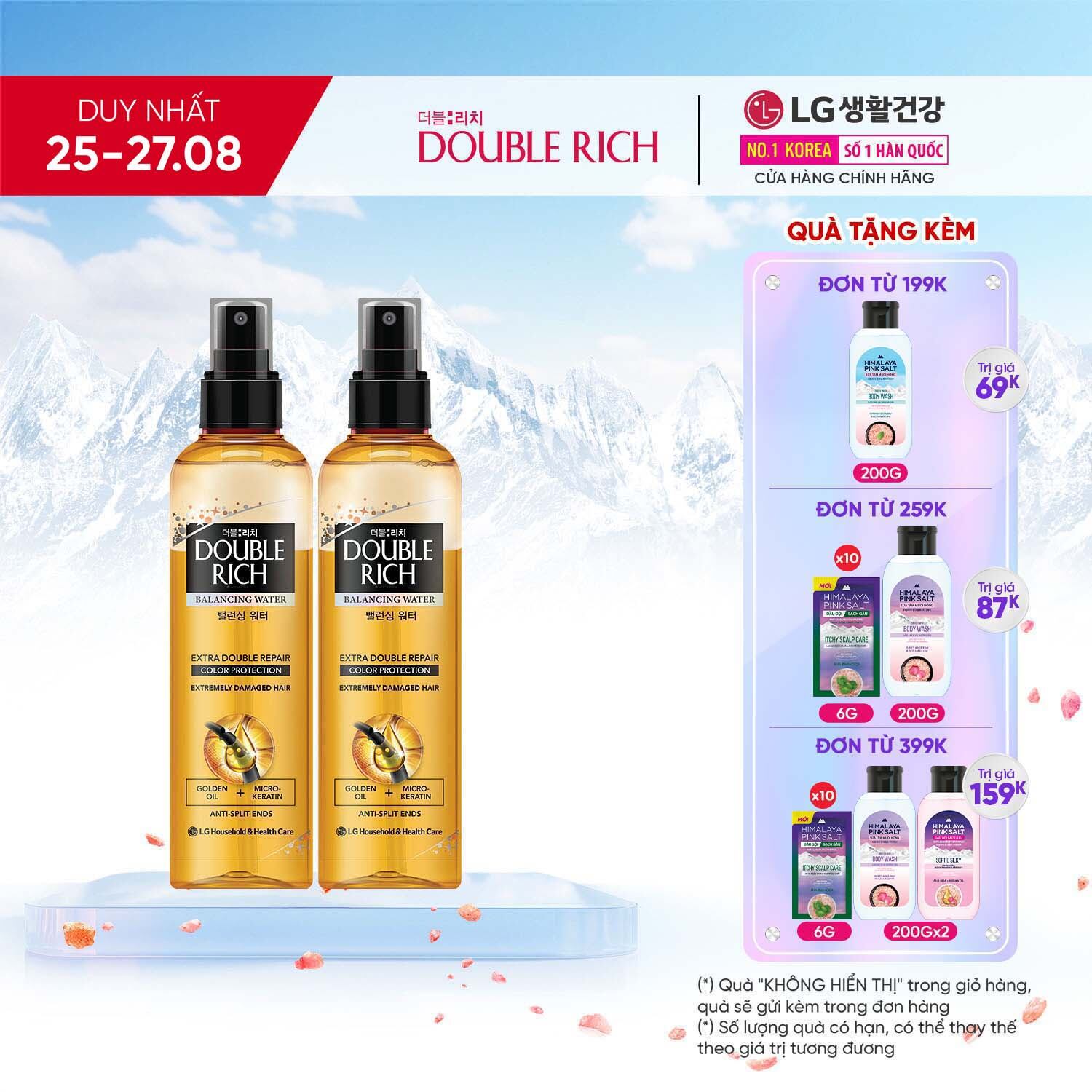 Combo 2 Nước dưỡng tóc Double Rich nuôi dưỡng tóc óng mượt 250ml