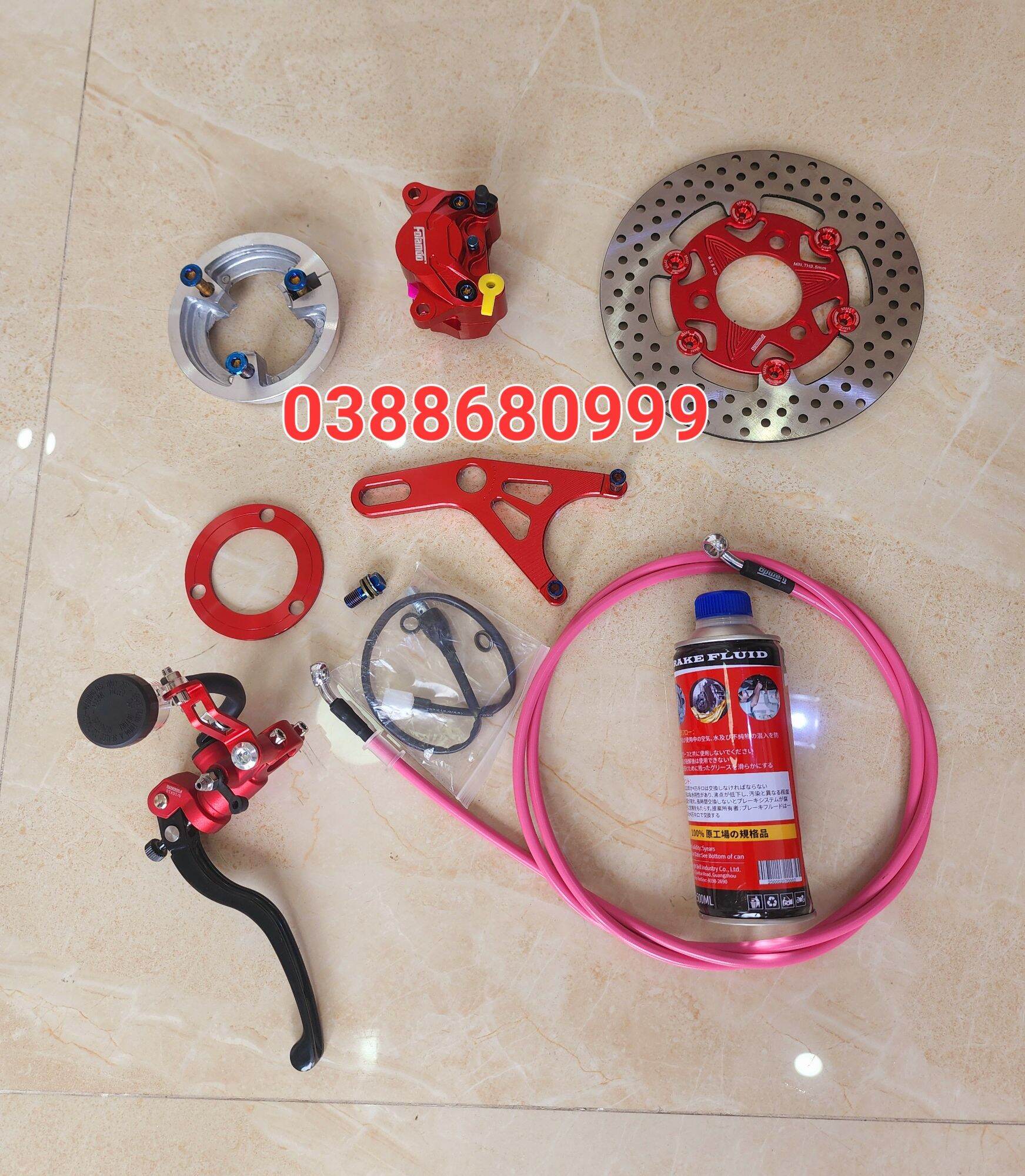 Trọn bộ phanh đĩa CNC lắp cho xe máy điện.Xe điện độ