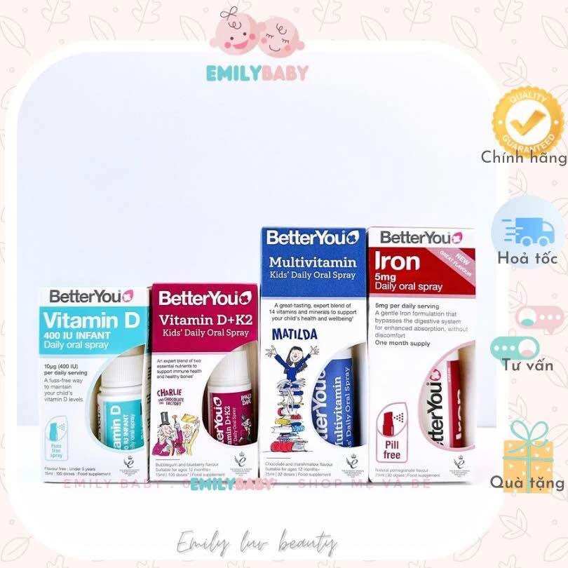 Sắt xịt Better You Iron Oral Spray cho bé 1 tuổi+