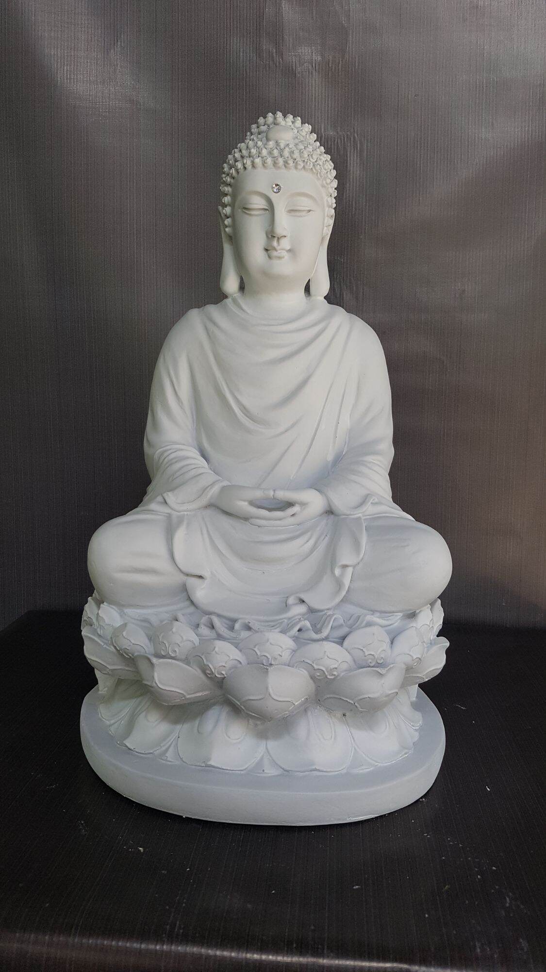 Tượng Đức Phật Thích Ca, cao: 45cm, màu trắng